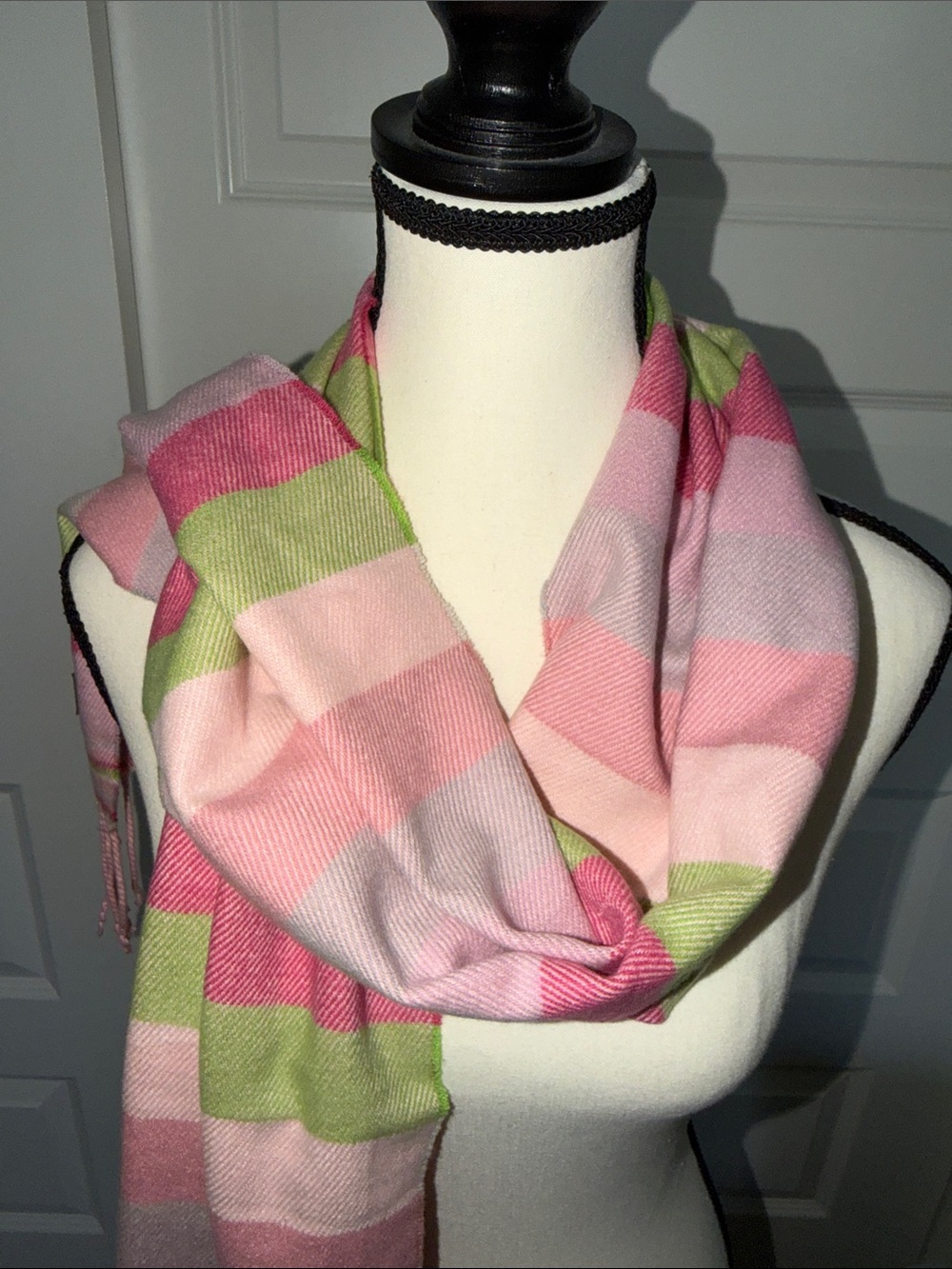 Turquoise Plaid Fringe Scarves 100% Cashmere Made in Scotland- Women Accessories